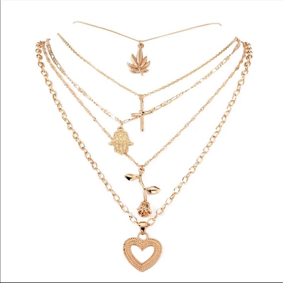 3/$30 ❤️ Multi Layer Chains Charm Pendant Necklace - Picture 2 of 5